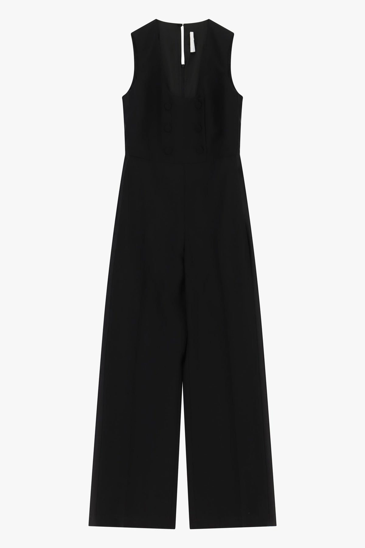 Combinaison longue noire sans manches à galon satin Imperial, vue de face à plat