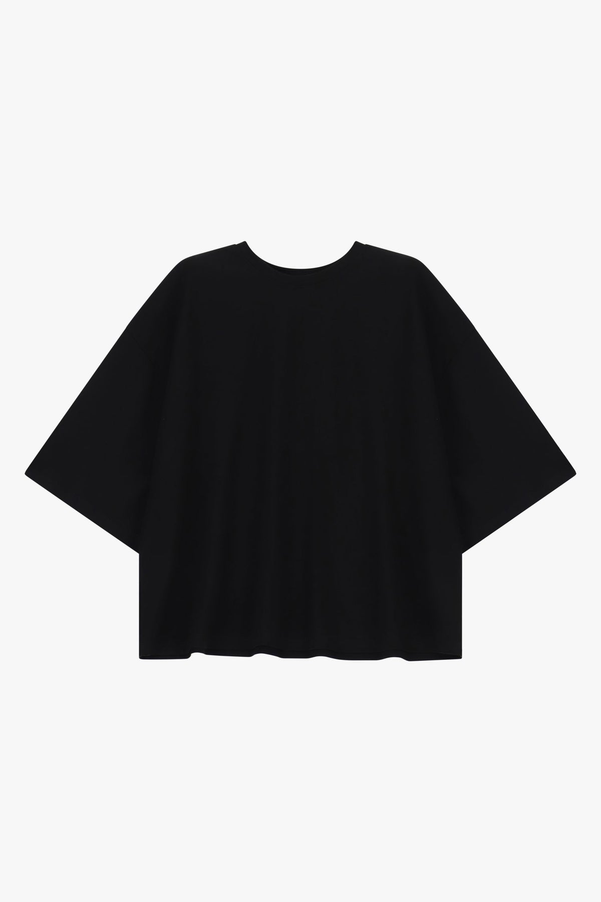 T-shirt ample noir à manches chauve-souris et col rond Imperial, vue de face à plat