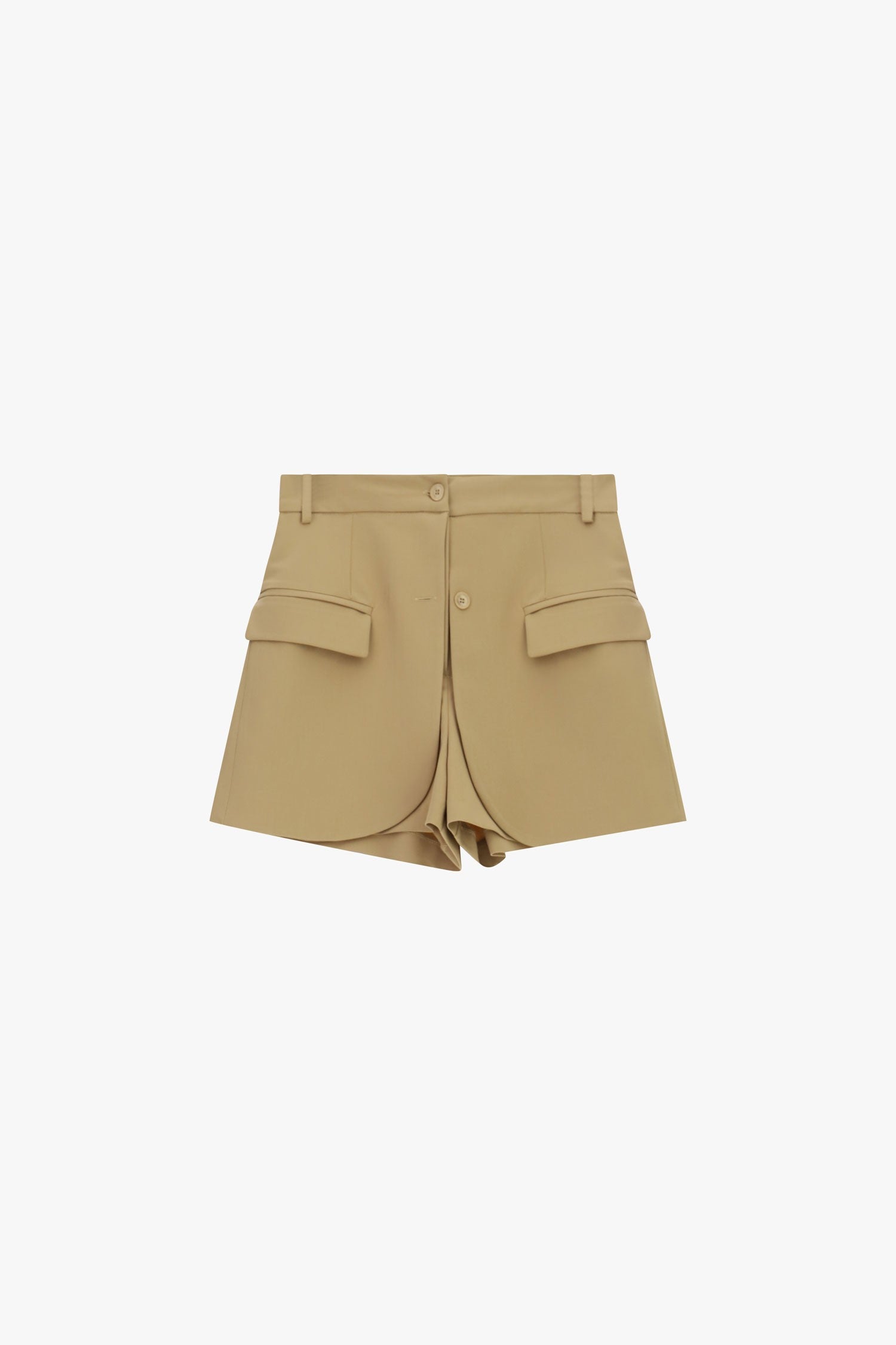 Short beige à taille haute et pans de jupe rapportés Imperial, vue de face à plat