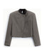 Image de Short jacket with contrast mandarin collar in taupe and black – Imperial
