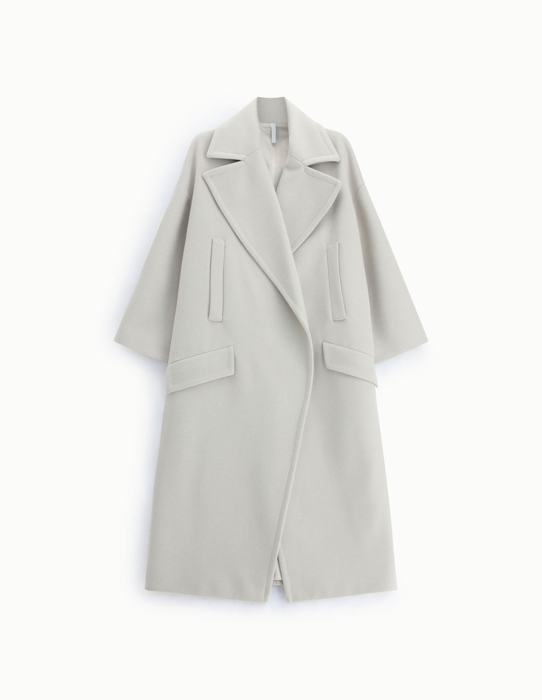 Manteau long oversize à larges revers écru à plat – Imperial