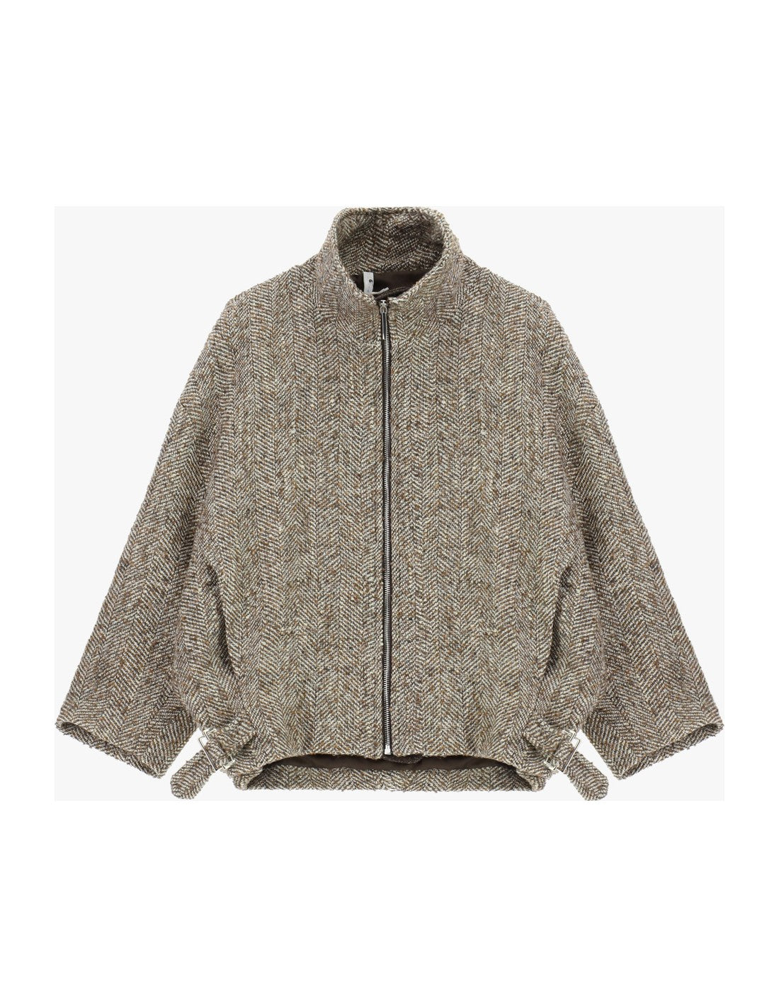 Blouson à chevrons col montant écru et marron à plat – Imperial