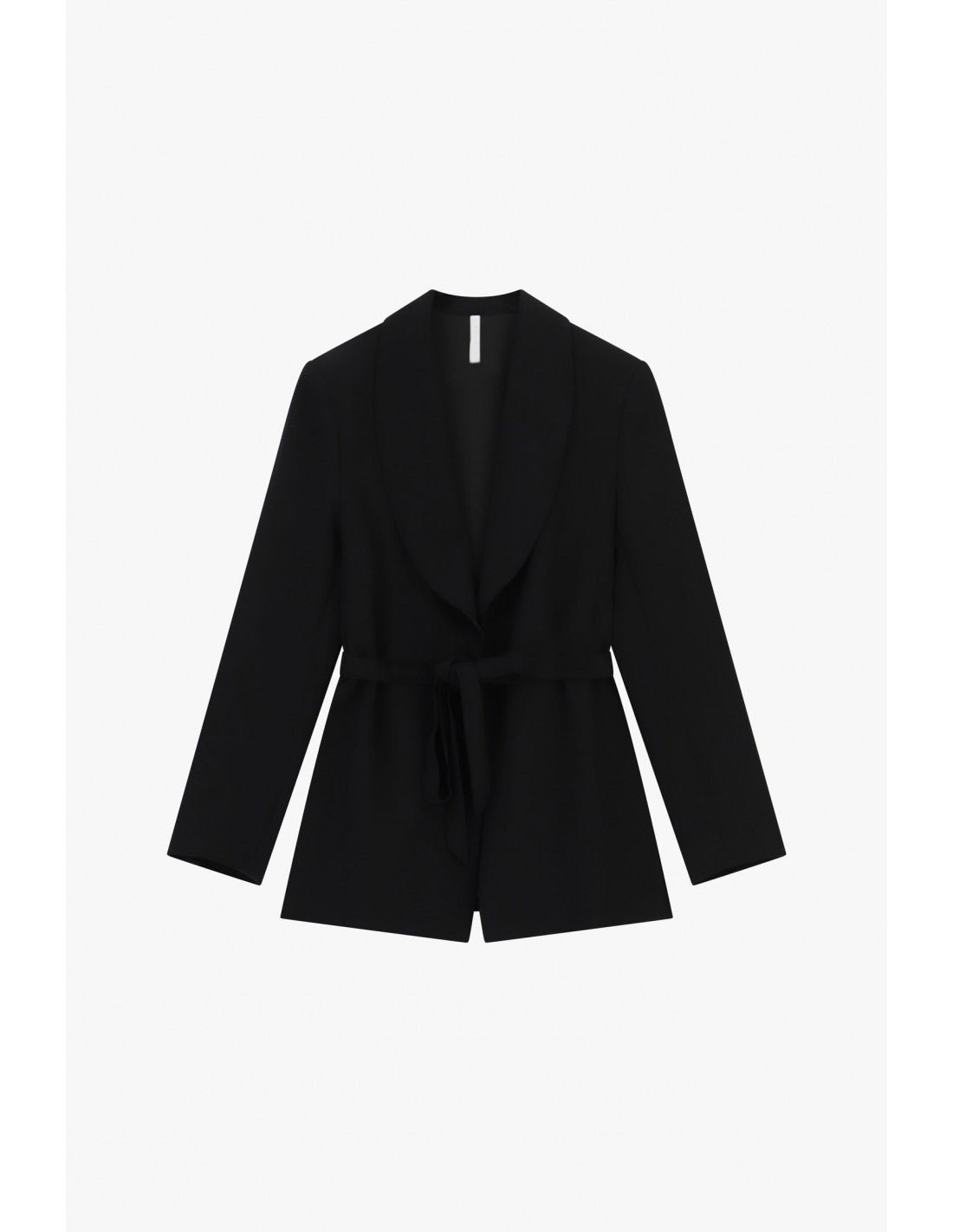 Blazer col châle à ceinture nouée noir, vue de face
