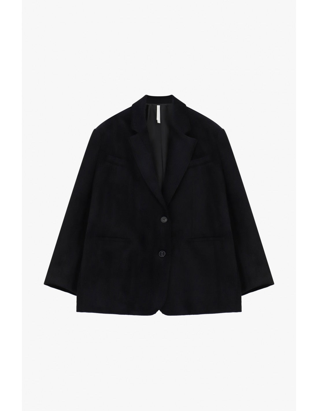 Blazer de tailleur en velours côtelé noir, vue de face