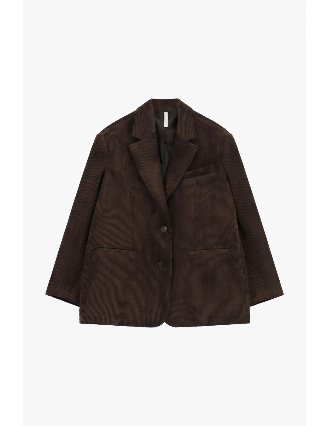 Blazer de tailleur en velours côtelé café, vue de face