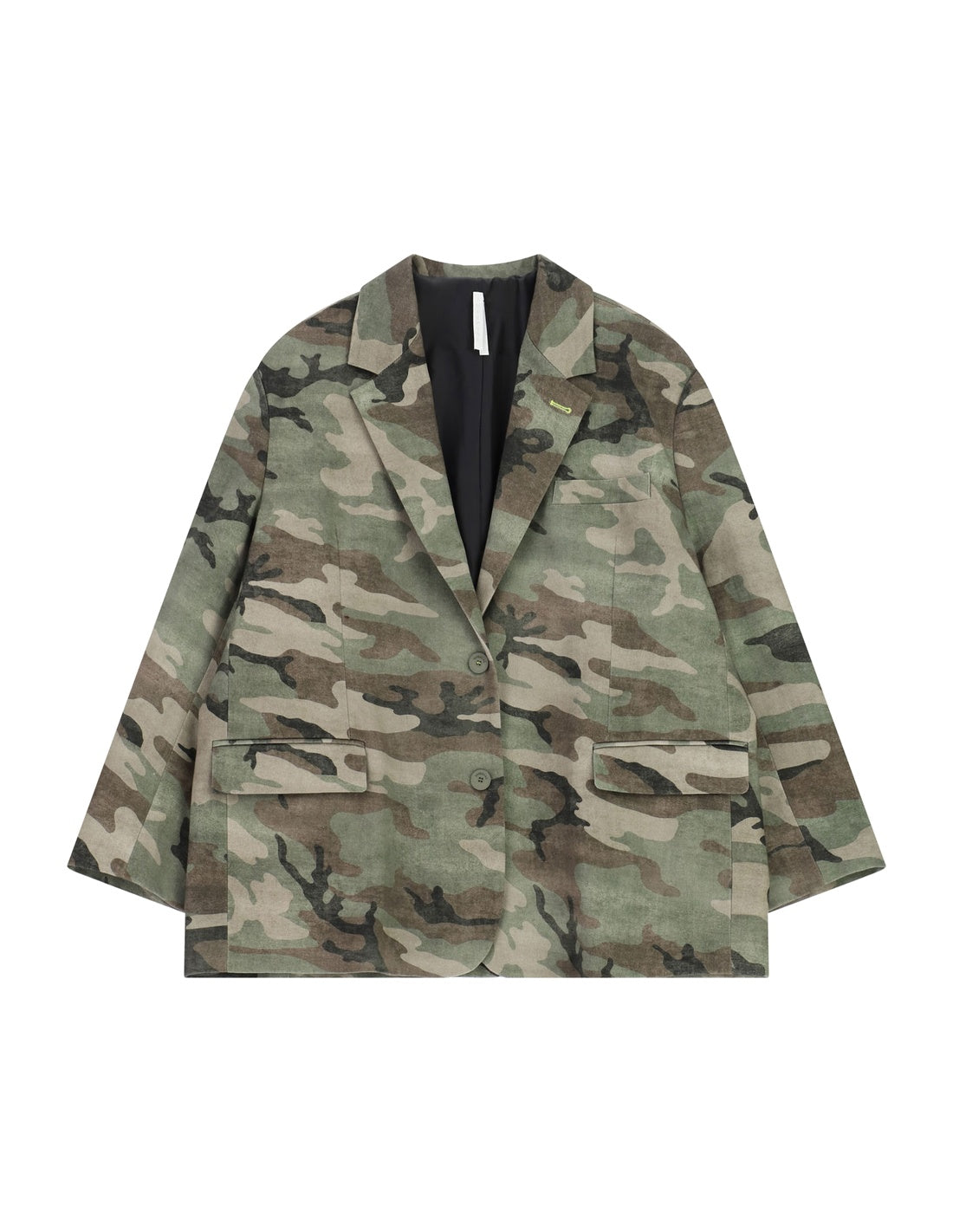 Blazer oversize en sergé camouflage kaki et beige à plat – Imperial