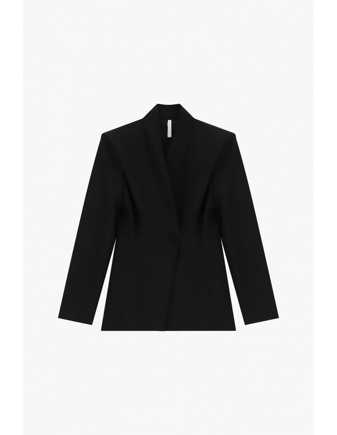Blazer un bouton col montant noir, vue de face