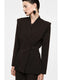 Image de Blazer un bouton col montant épaules marquées noir – Femme