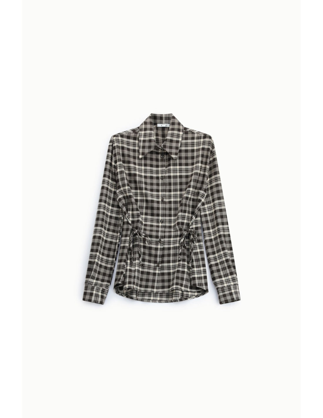 Chemise à carreaux à taille coulissée chocolat, packshot – Please