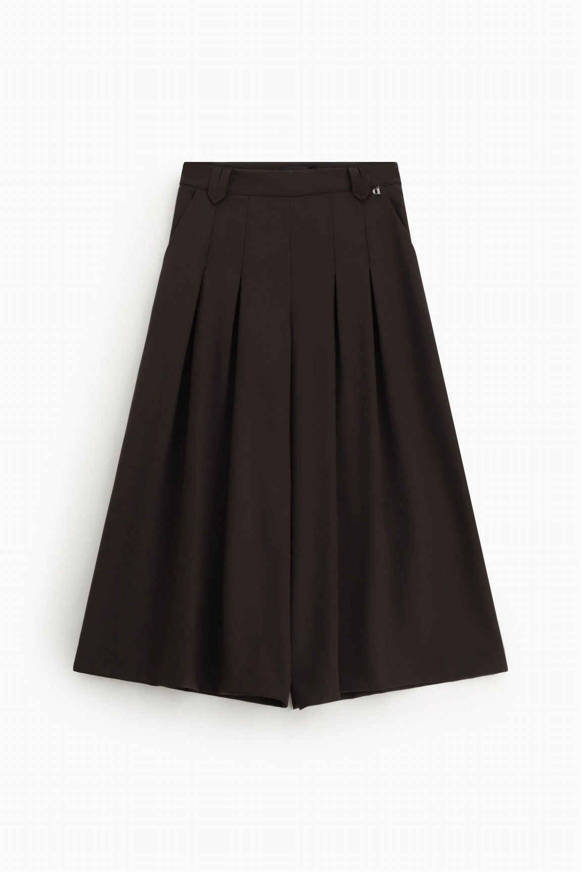 Jupe-culotte a plis creux taille haute chocolat Dixie Femme vue de face