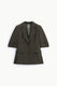 Image de Blazer droit manches courtes col revers crantés kaki – Femme
