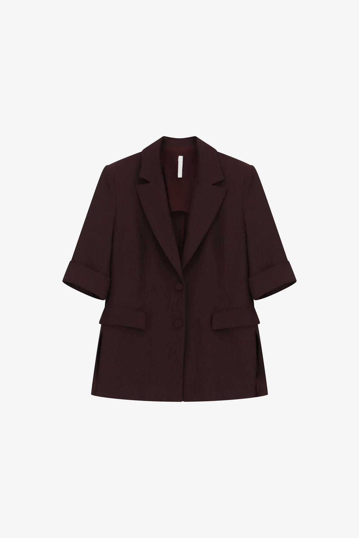 Blazer droit manches courtes col à revers crantés bordeaux – Imperial Femme