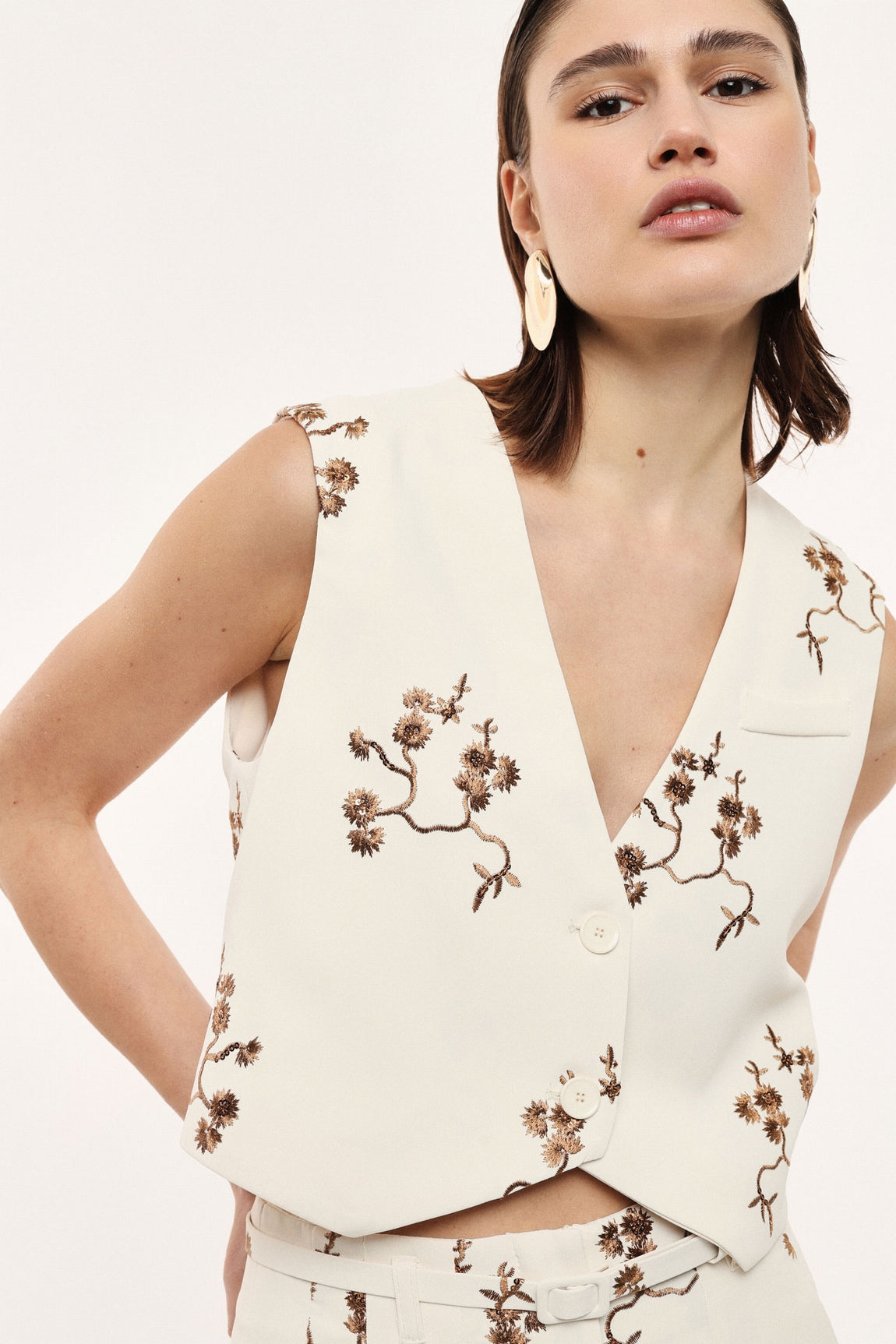 Imperial Gilet Panna/Marrone Lc68lgo