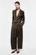 Image de Pantalon palazzo taille haute rayures kaki – Femme