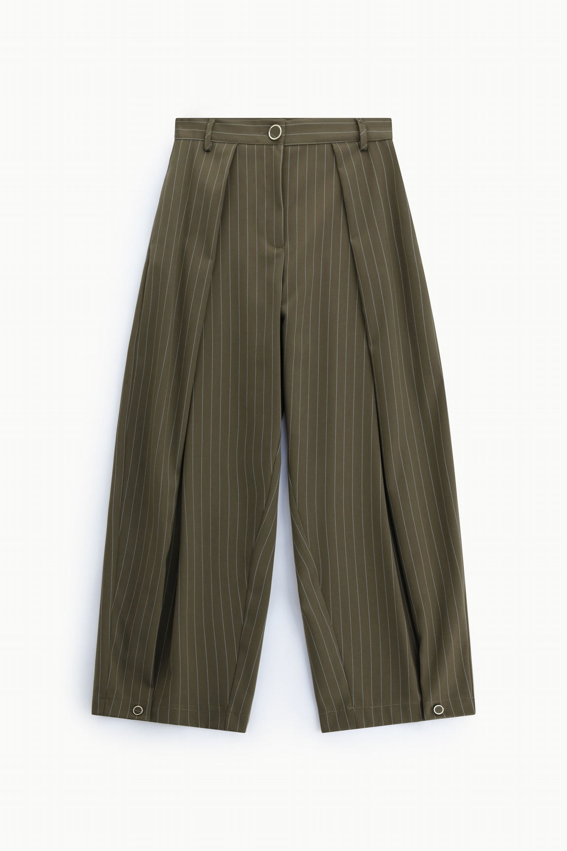 Pantalon palazzo taille haute à rayures kaki – Imperial Femme, vue 4