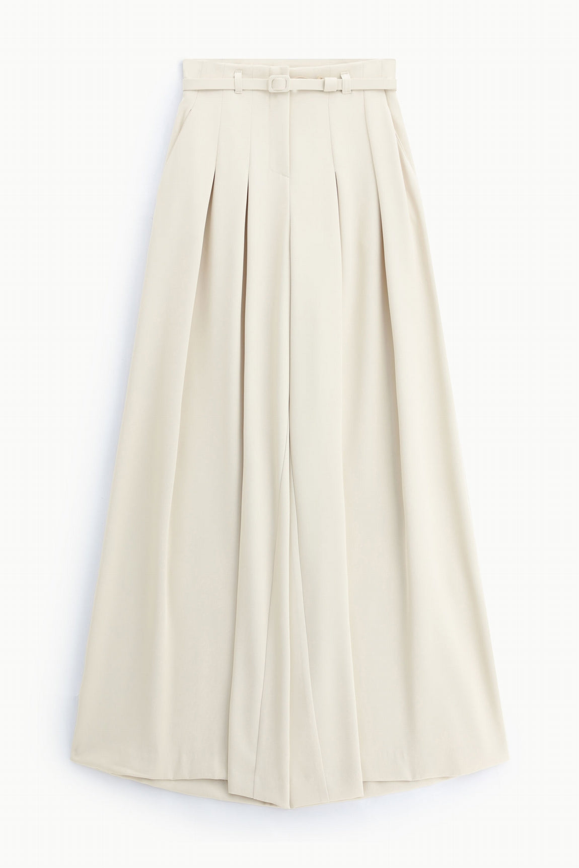 Pantalon palazzo taille haute ceinturé écru – Imperial Femme