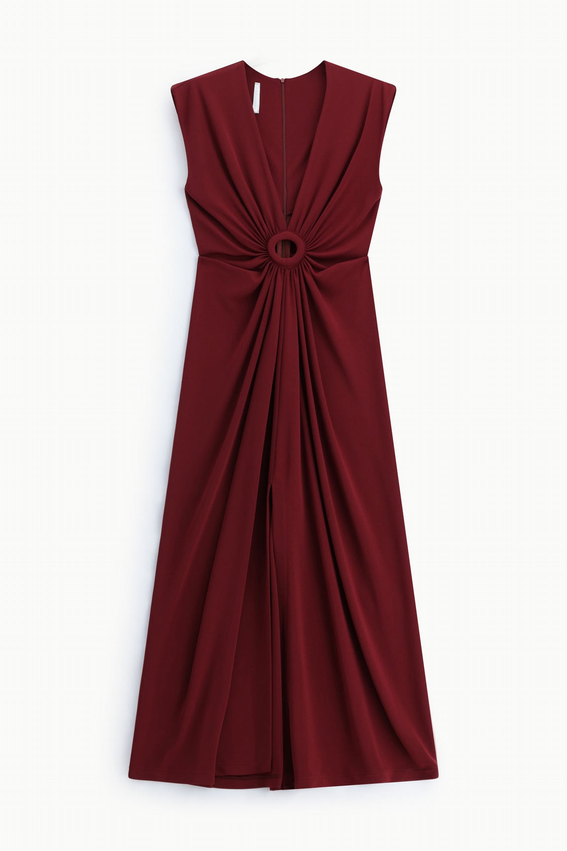 Robe longue drapée sans manches bordeaux – Imperial Femme