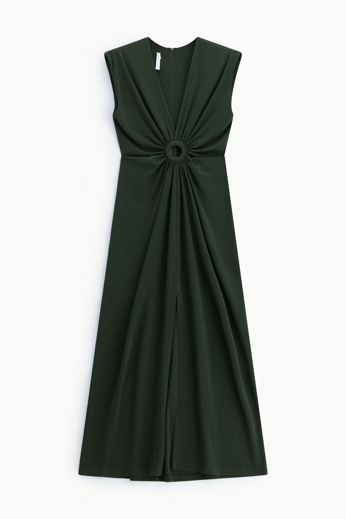 Robe longue drapée sans manches kaki – Imperial Femme