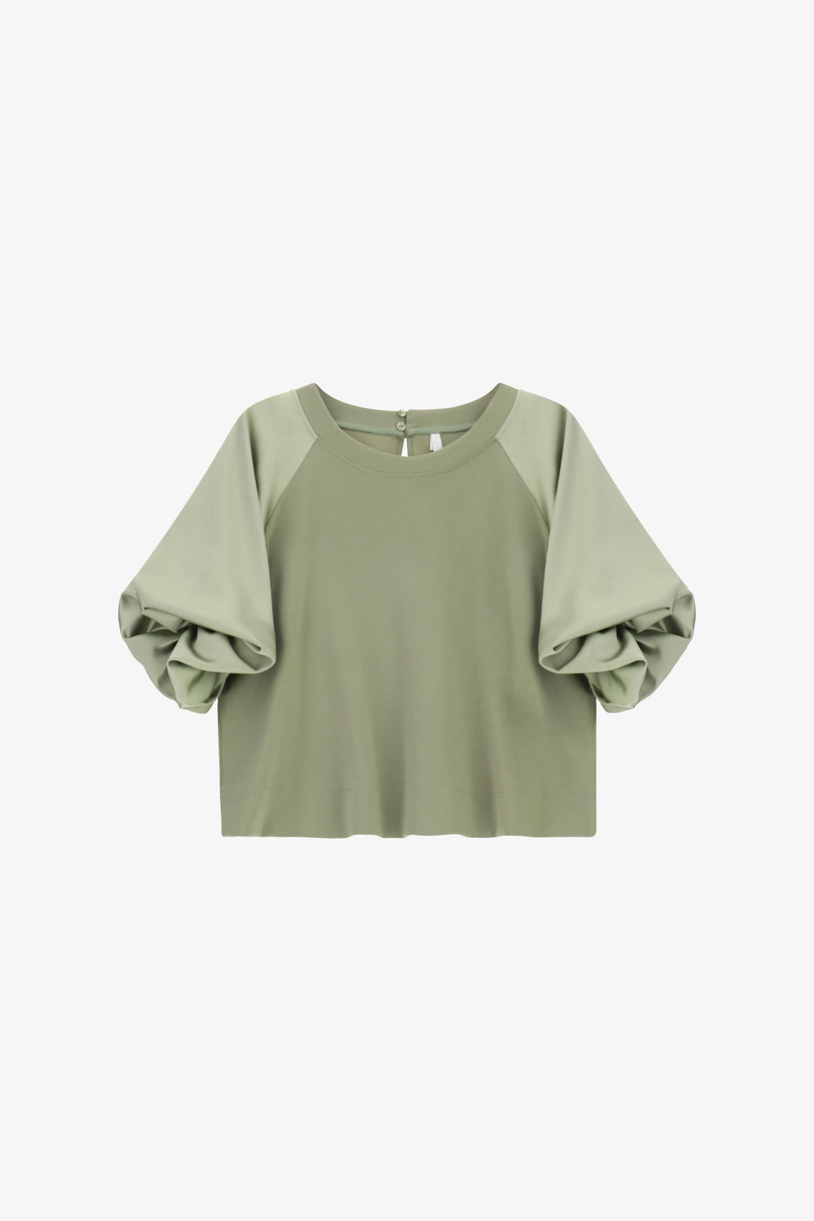 Sweat-shirt droit manches ballon finitions satinées vert d'eau – Imperial Femme