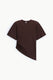 Image de T-shirt asymétrique drapé à épaulettes bordeaux – Femme