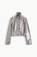 Image de Blouson court éco-cuir lamé argenté craquelé argent – Femme