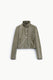 Image de Blouson court éco-cuir craquelé vinyle kaki – Femme