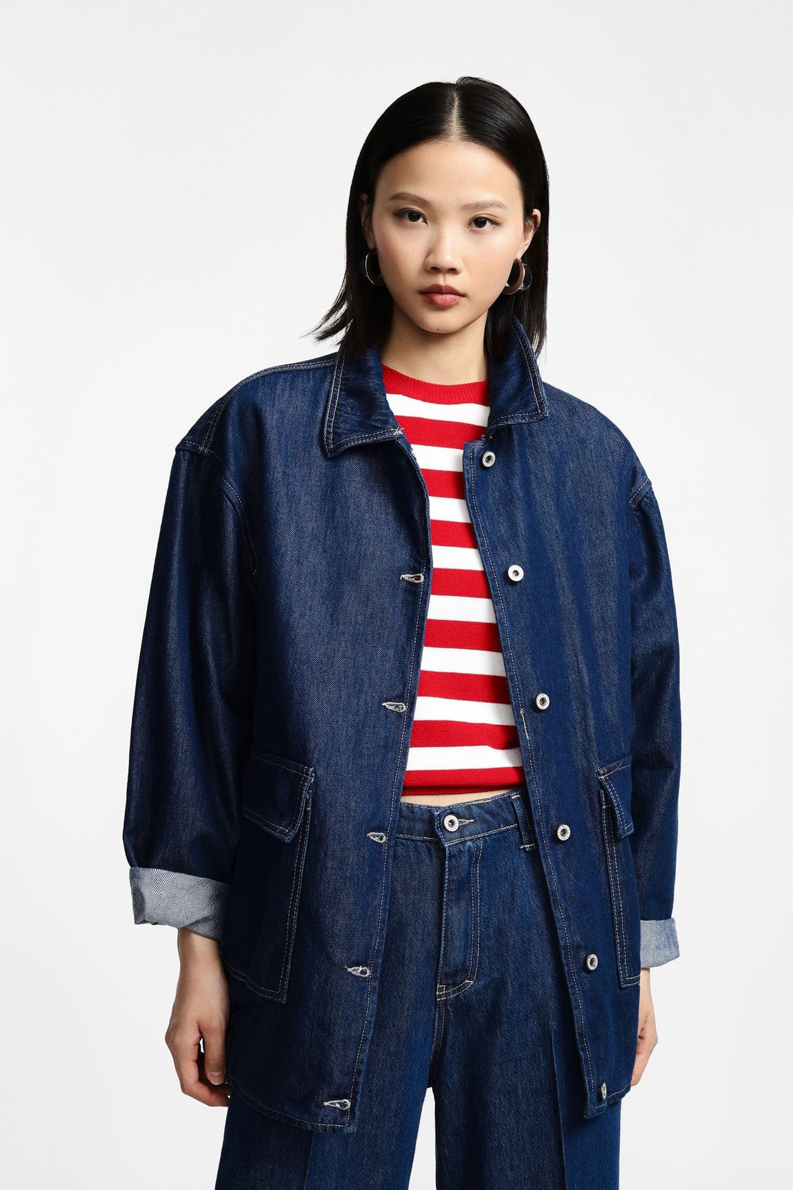 Please Blouson Blu Denim V0nkcqzc51