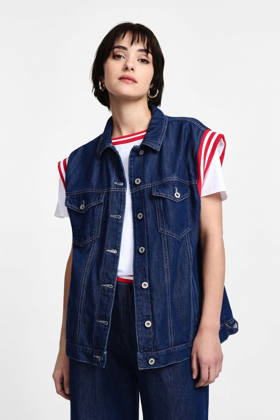 Please Gilet Blu Denim L0d6cqzcau