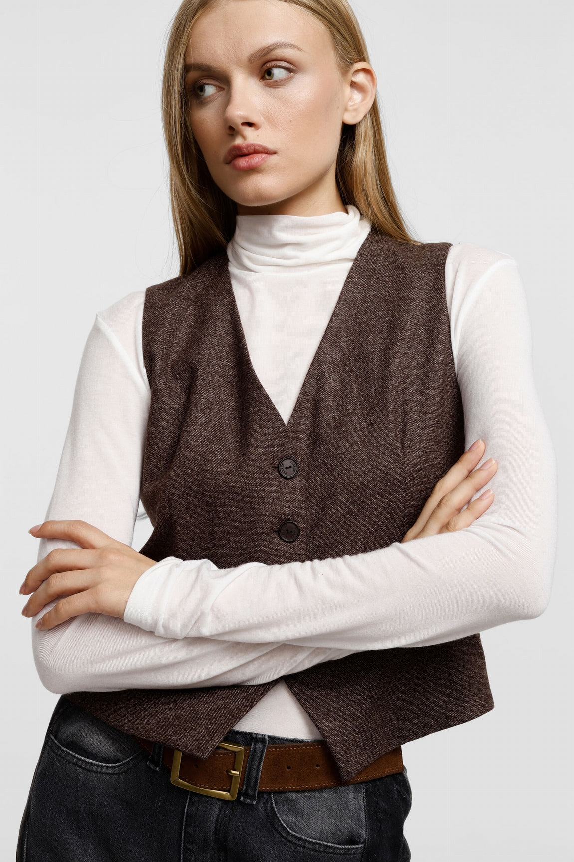 Please Gilet Cioccolato/Bian L975gg02