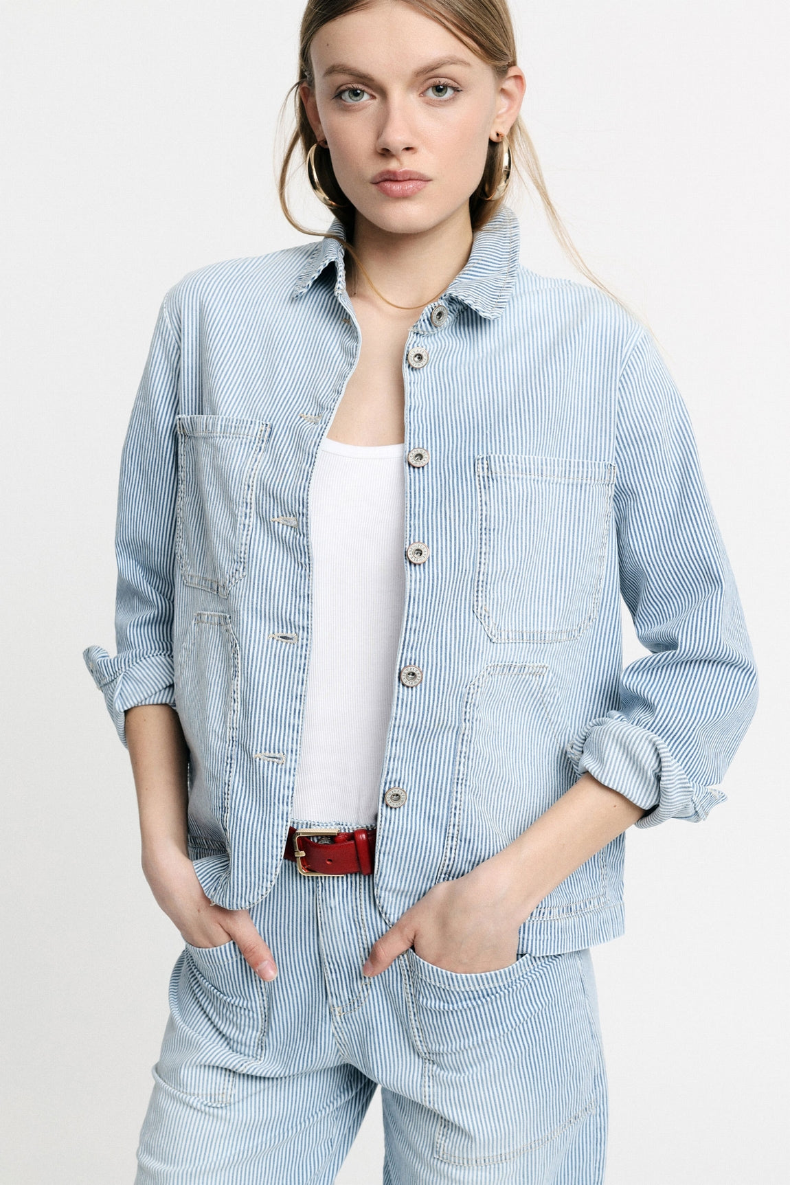 Please Veste Bianco/Blu V73xbfhnuh