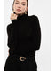 Image de Sous-pull col roulé en laine et lyocell noir – Femme