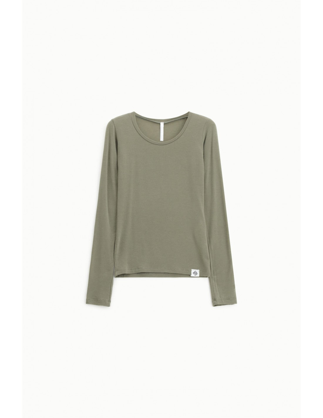 T-shirt seconde peau col rond kaki, vue de face