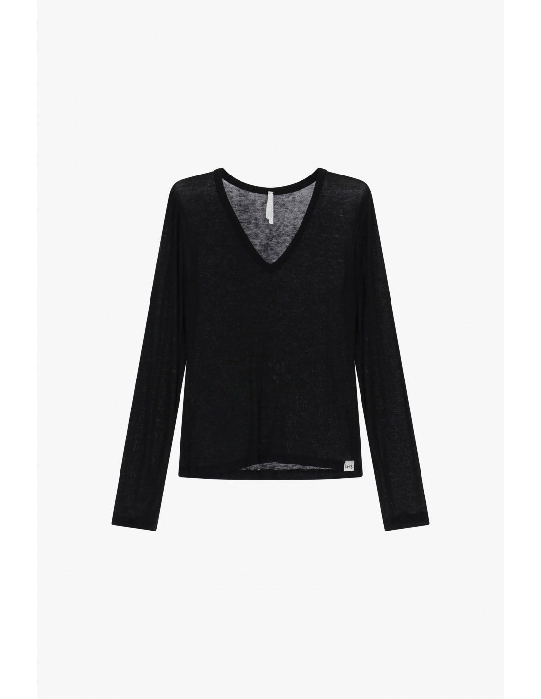 T-shirt seconde peau col V noir, vue de face